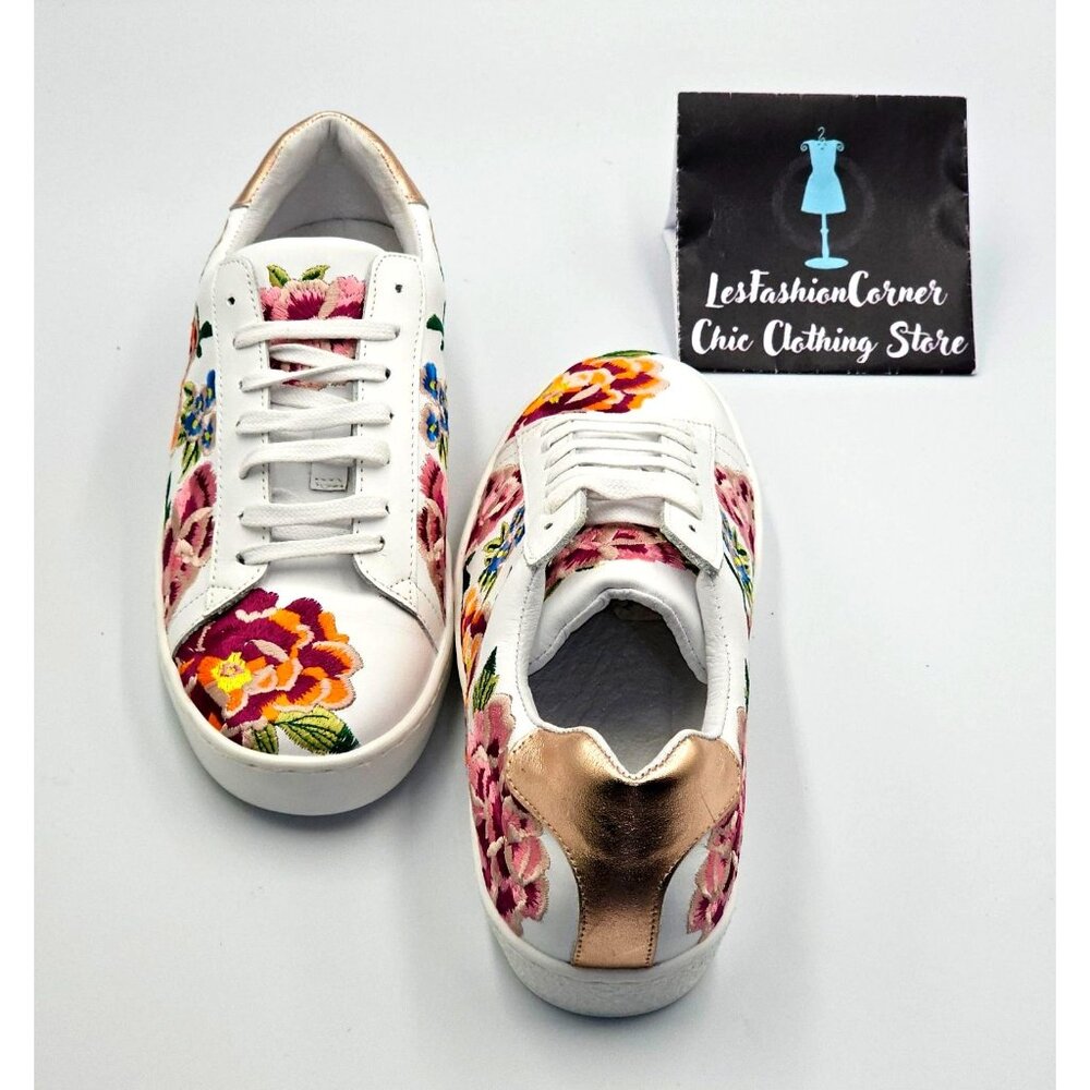 NWOB Johnny Was Women's Floral Embroidered Leather Dylanne Sneakers Sz 7.5 2473 - Picture 12 of 16